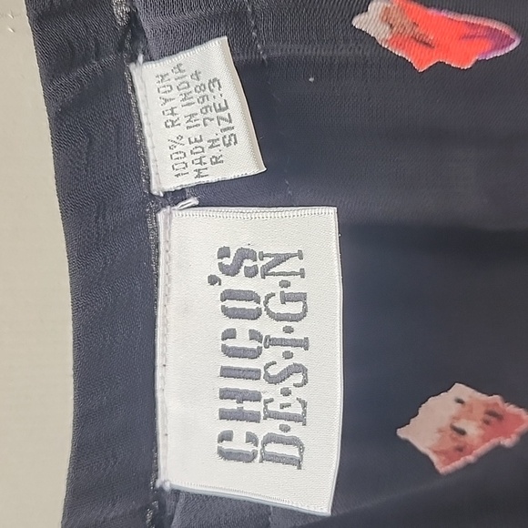 Chico's Design 100% Rayon Black and Multicolor Patterned Skirt Size 3 (16) - Picture 4 of 6